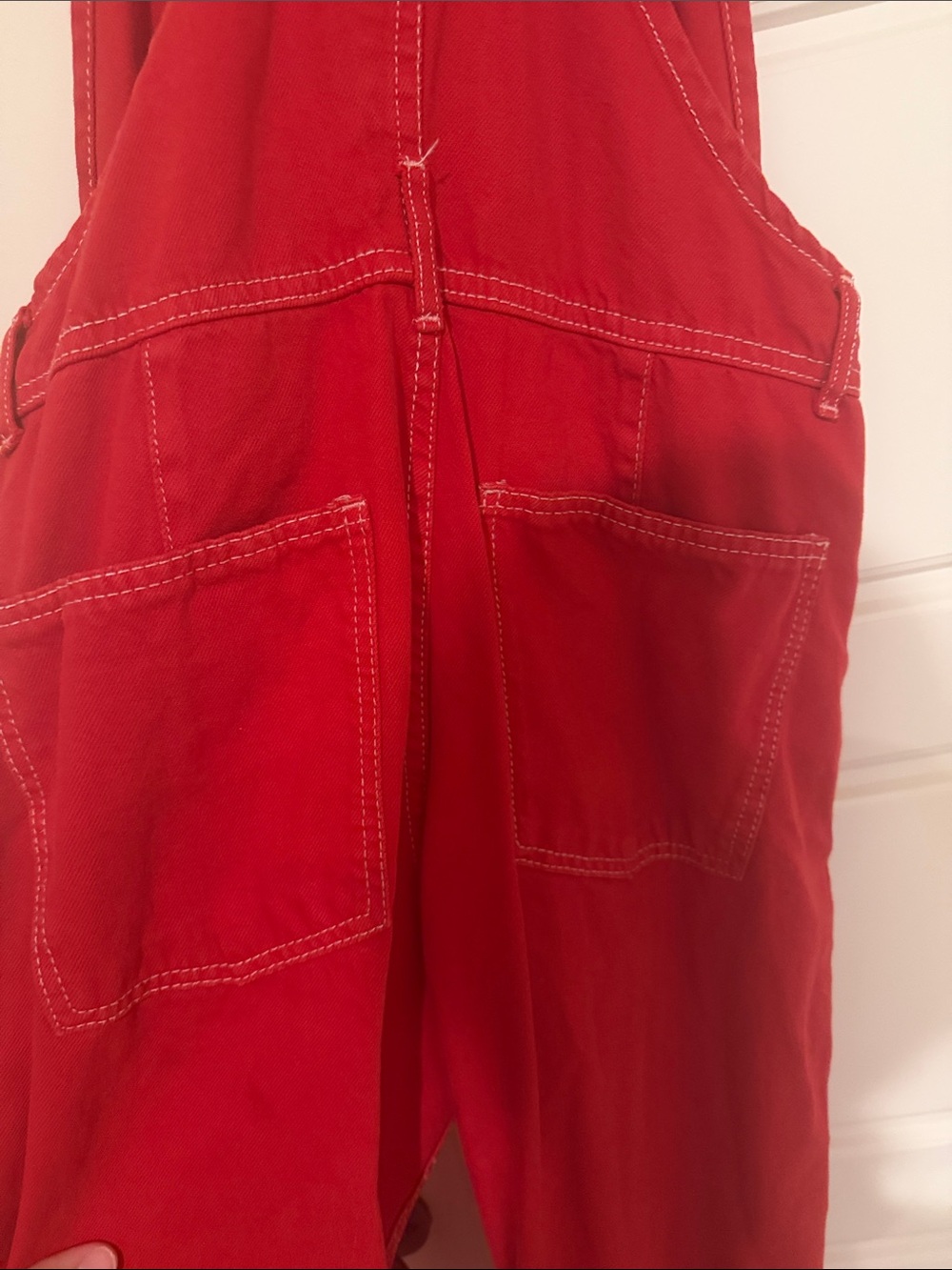 We The Free Red Denim Bib Overalls Jumpsuit - Picture 6 of 6